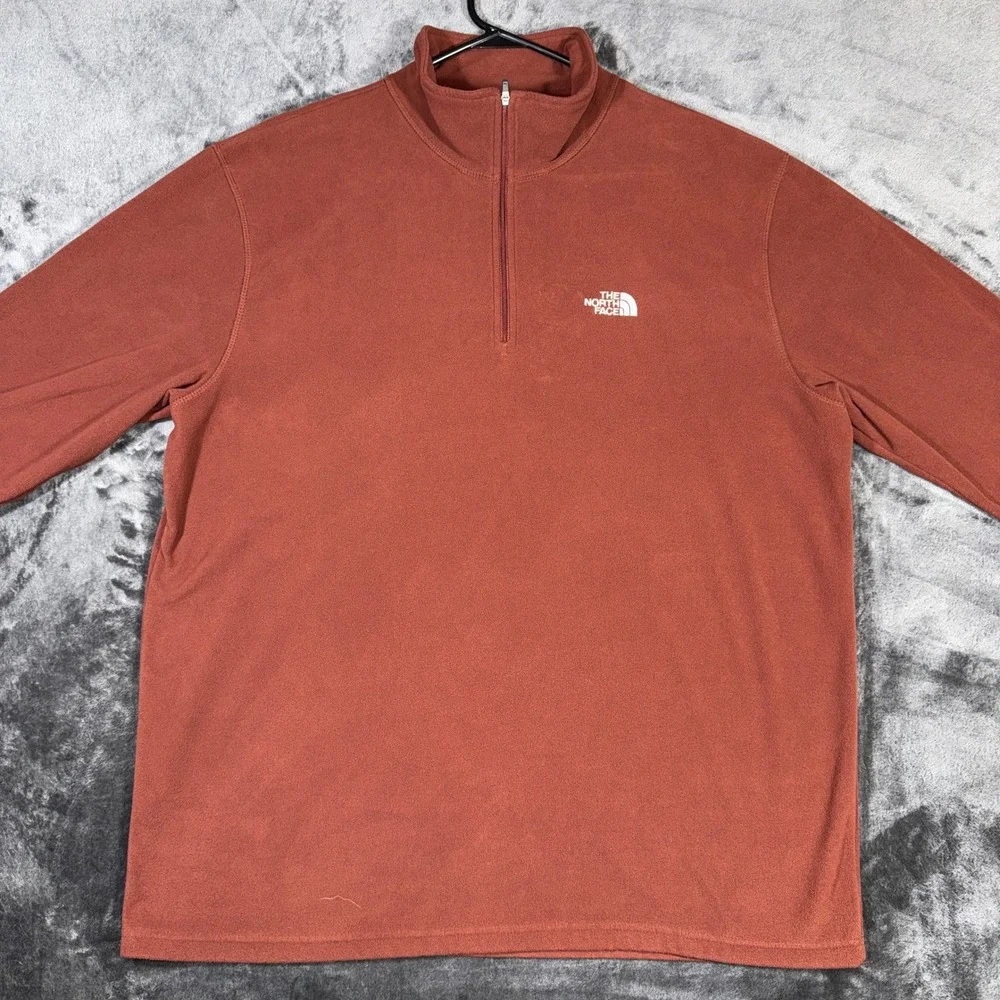 The North Face TKA 100 Fleece Pullover Mens XL Rust Orange Quarter Zip Sweater